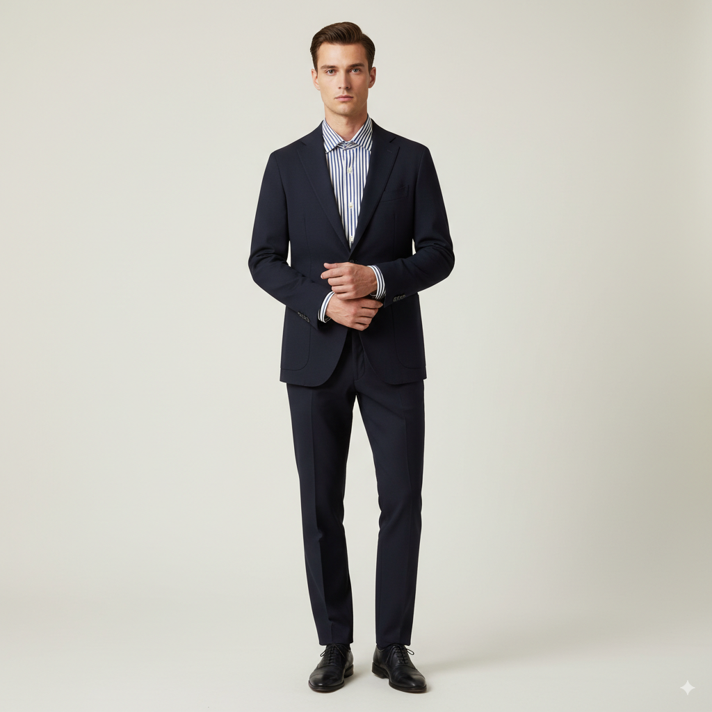 The Executive Stripe – Navy on White