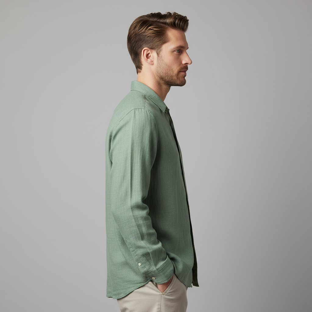 The Premium Sage Green Linen Cotton Blend Men's Shirt