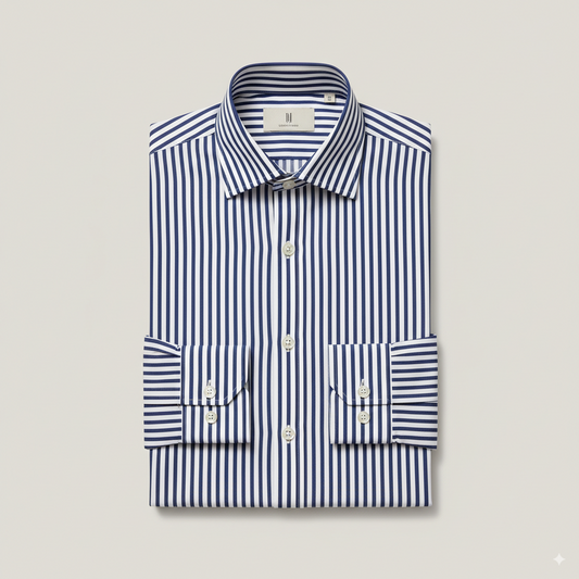 The Executive Stripe – Navy on White