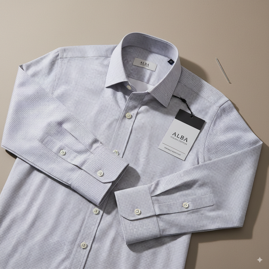 The Coastal Check – Pale Grey Micro Check