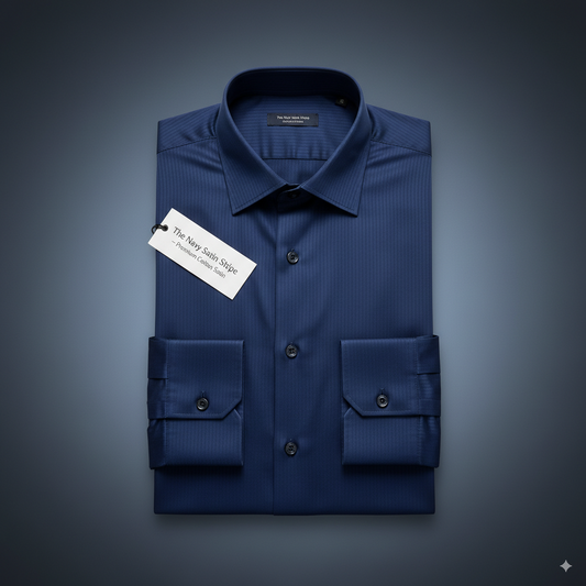 The Navy Cotton Satin Stripe