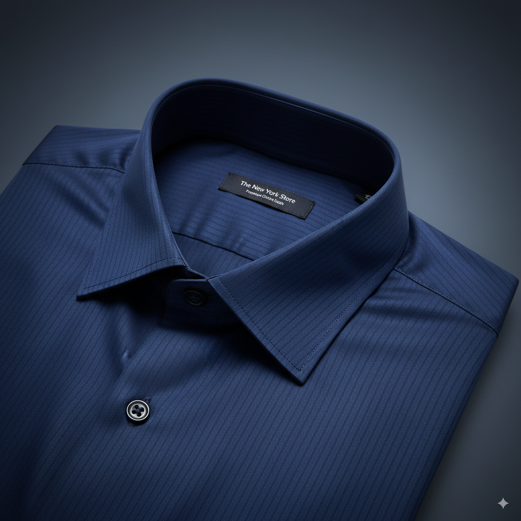 The Navy Cotton Satin Stripe