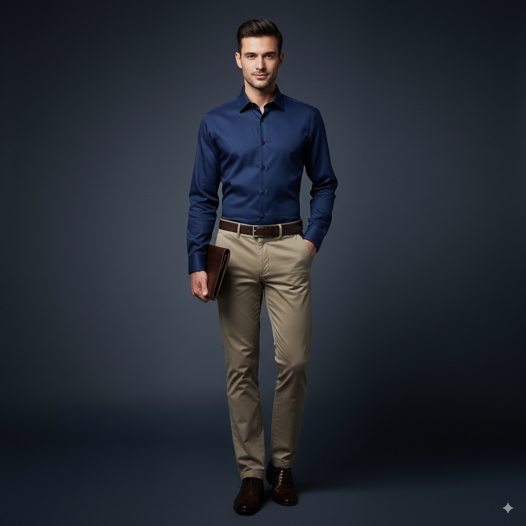 The Navy Cotton Satin Stripe