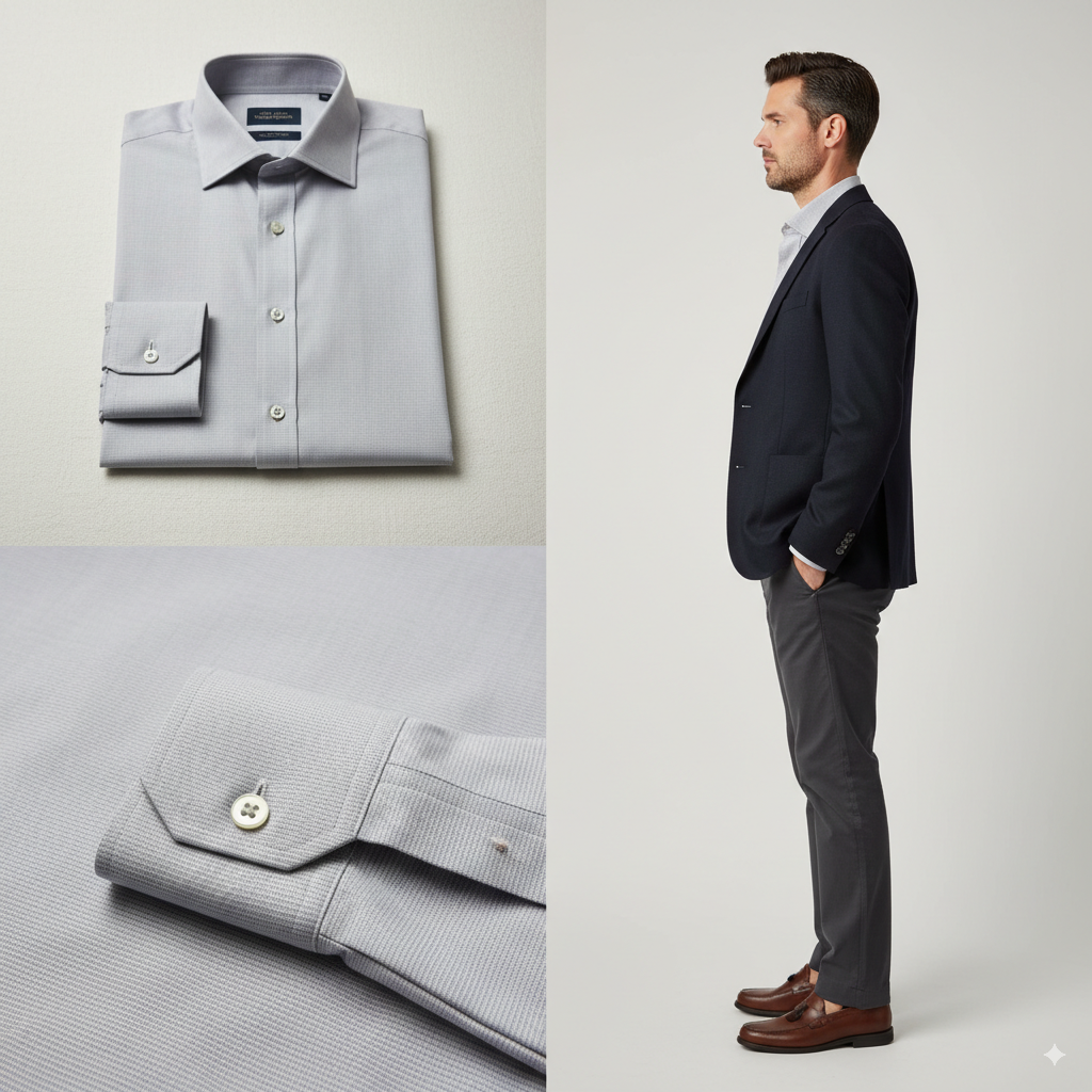 The Grey Satin Micro-Check