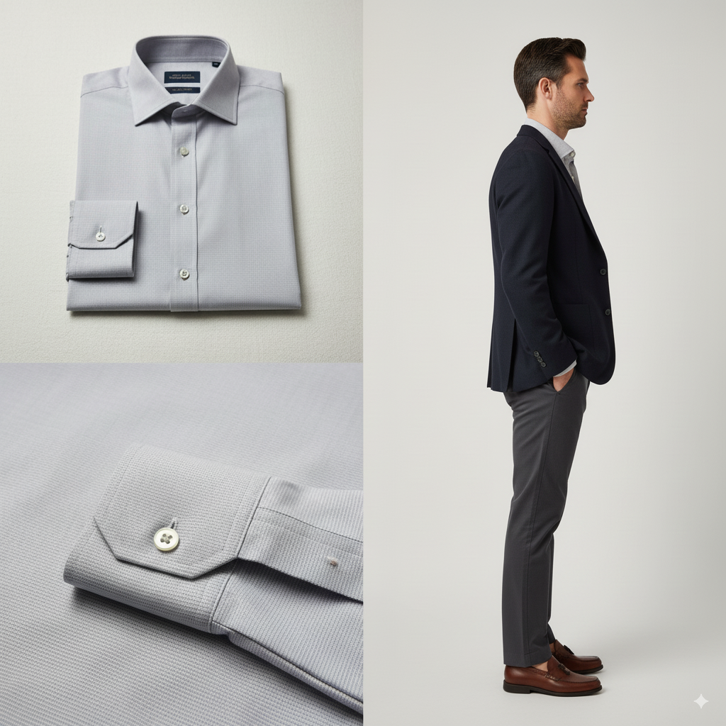 The Grey Satin Micro-Check
