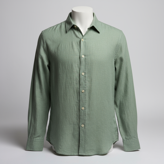 The Premium Sage Green Linen Cotton Blend Men's Shirt