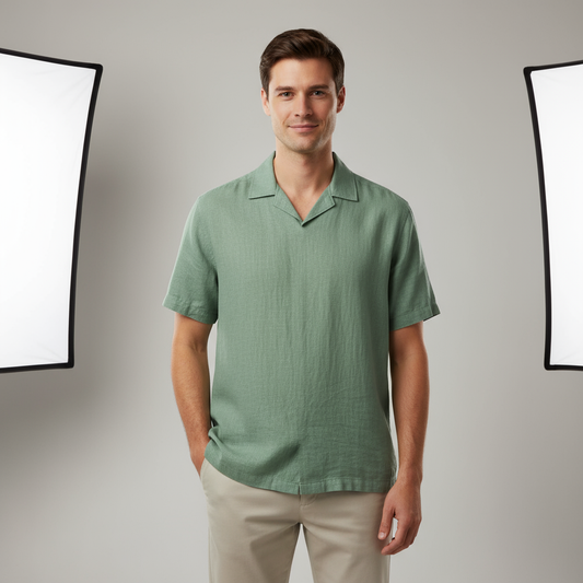 The Premium Sage Green Linen Cotton Blend Men's Shirt