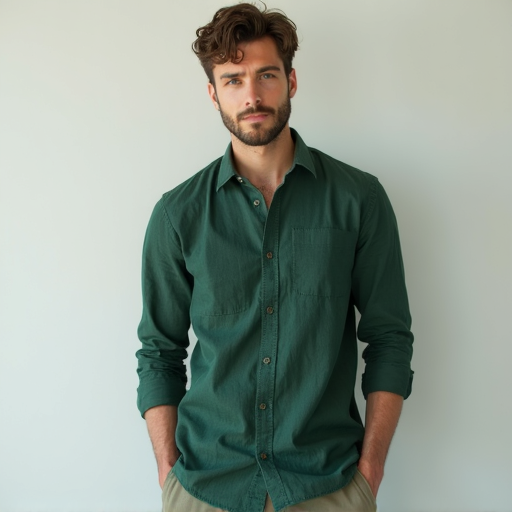 The Fiordland Linen Shirt in Forest Green